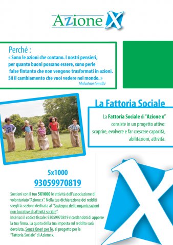 Locandina del progetto La fattoria sociale di Azione X Organizzazione di volontariato della provincia di Trapani